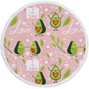 Avocado-Themed 5'/150cm Round Microfiber Towels Pink-I Love You 5' Round Avocado Lifestyle Towel