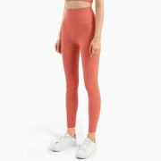 Soft High Waist Leggings with Back Pocket Rustic Coral Activewear Pants Yoga