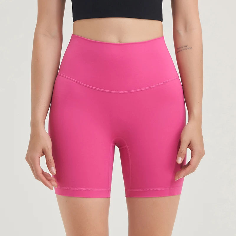 Yoga Shorts High Waist Breathable No Awkward Lines Lychee Pink Activewear Shorts Yoga