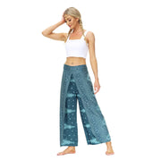 Split Wide Leg Boho Palazzo Pants Teal Festival Lifestyle New Pants Yoga