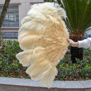 Medium (24"/100cm) Burlesque Ostrich Feather Fans 13 Staves - Many Colors Beige 100CM 24 inch - One R L Pair Burlesque Fan Fans Raqs