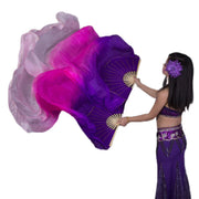 Silk Fan Veils - Soft Colors and Vertical Designs 1.8m Pair (1R, 1L) purple fuchsia lavender 180cm Veil - 1 Pair R L Dance Props Fan Veil Raqs