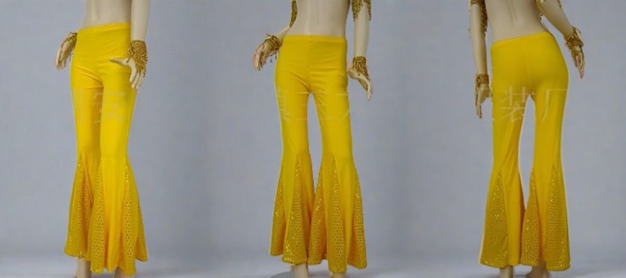 Fishtail Sparkle Flare Dance Pants Many Colors Yellow One-Size Pants Raqs