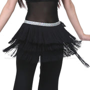 Three-Layer Tassel Belly Dance Hip Scarf Black Hip Scarf Raqs