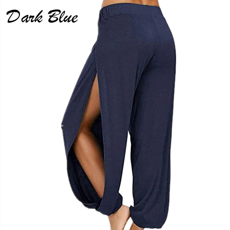 Split Leg Yoga Harem Pants Navy Activewear Festival Pants Yoga