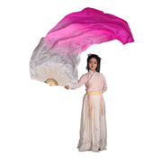 Silk Fan Veils - Soft Colors and Vertical Designs 1.8m Pair (1R, 1L) gray pink fuchsia 180cm Veil - 1 Pair R L Dance Props Fan Veil Raqs