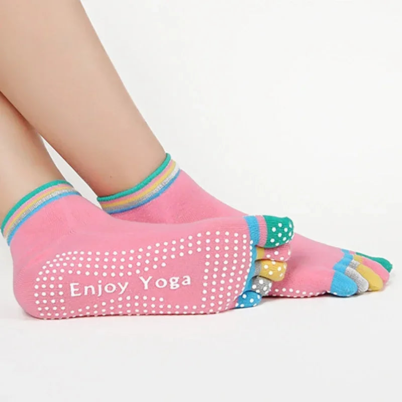 Candy-Colored Yoga Toe Socks Colorful Pink one size-US 9-11 socks Yoga