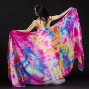 100% Silk Lightweight Silk Belly Dance Performance Veil - Many Colors Pink Blue Yellow Tie Dye Dance Props Raqs Veils