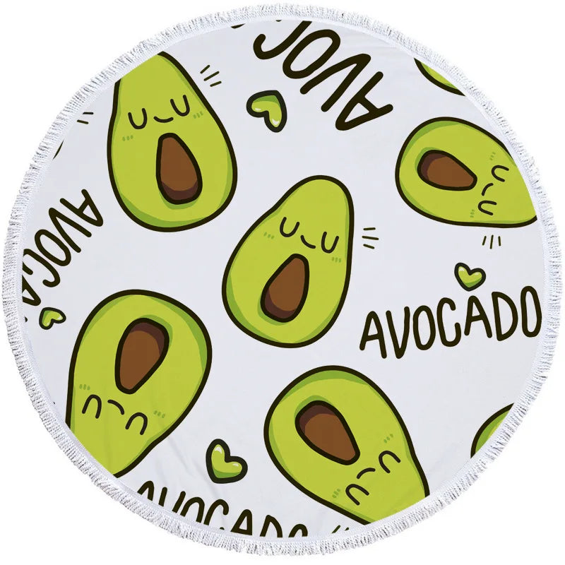 Avocado-Themed 5'/150cm Round Microfiber Towels Sleepy-cados 5' Round Avocado Lifestyle Towel