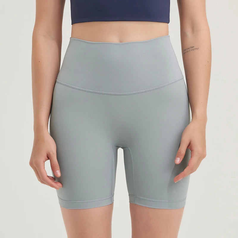 Yoga Shorts High Waist Breathable No Awkward Lines Rhino Grey Activewear Shorts Yoga