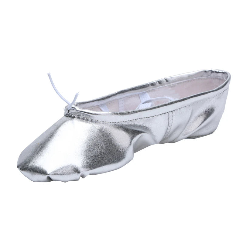 Shiny Gold & Silver Belly Dance Ballet Slippers Silver Footwear Raqs Shoes