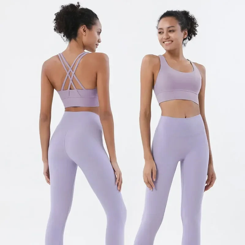 Sports Bra and Leggings Two-Piece Matching Sets Lavender Activewear Lifestyle Yoga