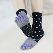 Yoga Toe Socks Cartoon Silicone Grip Crew Socks star black US sock sizes 9-11 socks Yoga Yoga Socks