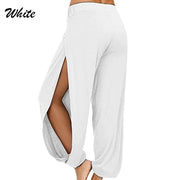 Split Leg Yoga Harem Pants White Activewear Festival Pants Yoga