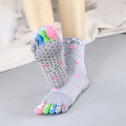 Yoga Toe Socks Cartoon Silicone Grip Crew Socks cat gray stripe US sock sizes 9-11 socks Yoga Yoga Socks