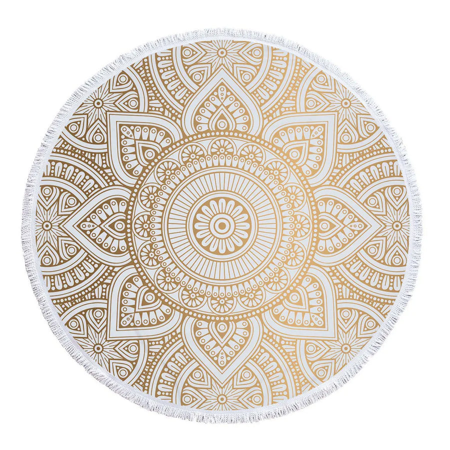 Mandala Round Microfiber Beach Towel with Tassel - 5'/150 cm Festival Lifestyle