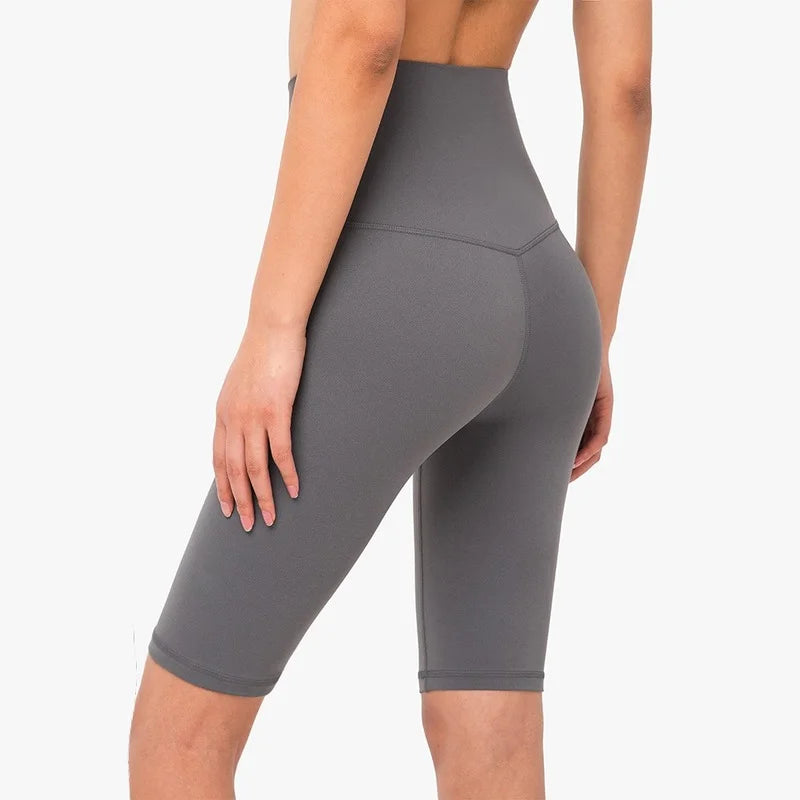 Silky High Waist Knee-length Yoga Shorts Activewear Pants Shorts