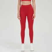 Soft High Waist Leggings with Back Pocket Red Activewear Pants Yoga