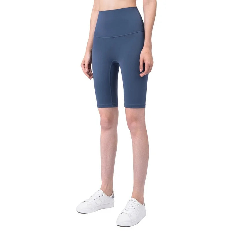 Silky High Waist Knee-length Yoga Shorts Activewear Pants Shorts