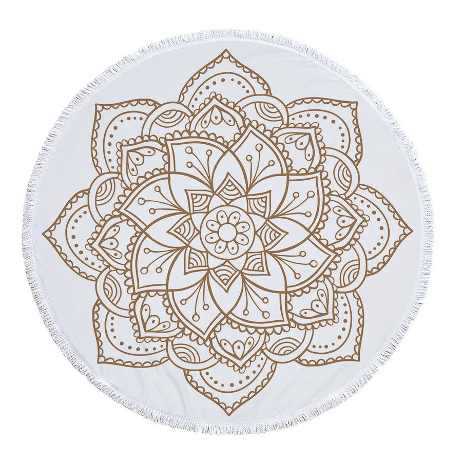 Mandala Round Microfiber Beach Towel with Tassel - 5'/150 cm Festival Lifestyle