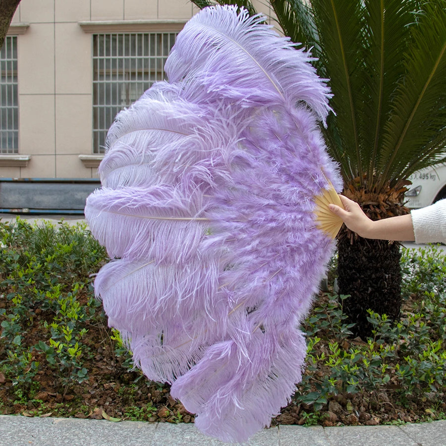 Medium (24"/100cm) Burlesque Ostrich Feather Fans 13 Staves - Many Colors Lavender 100CM 24 inch - One R L Pair Burlesque Fan Fans Raqs