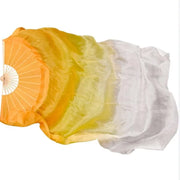 Silk Fan Veils - Soft Colors and Vertical Designs 1.8m Pair (1R, 1L) orange yellow white 180cm Veil - 1 Pair R L Dance Props Fan Veil Raqs