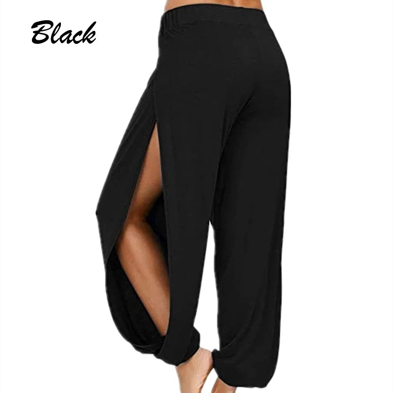 Split Leg Yoga Harem Pants Black Activewear Festival Pants Yoga