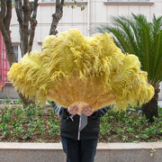 Medium (24"/100cm) Burlesque Ostrich Feather Fans 13 Staves - Many Colors Light Olive Green 100CM 24 inch - One R L Pair Burlesque Fan Fans Raqs