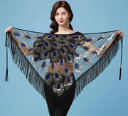 Sheer Triangle Tassel Hip Scarf Belly Dancing Hip Scarf Raqs