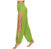 Split Leg Yoga Harem Pants Grass-green Activewear Festival Pants Yoga