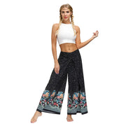 Split Wide Leg Boho Palazzo Pants Floral Edge Multi Festival Lifestyle New Pants Yoga