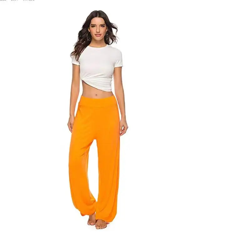 Split Leg Yoga Harem Pants Orange Activewear Festival Pants Yoga