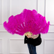 Medium (24"/100cm) Burlesque Ostrich Feather Fans 13 Staves - Many Colors Deep Fuchsia 100CM 24 inch - One R L Pair Burlesque Fan Fans Raqs