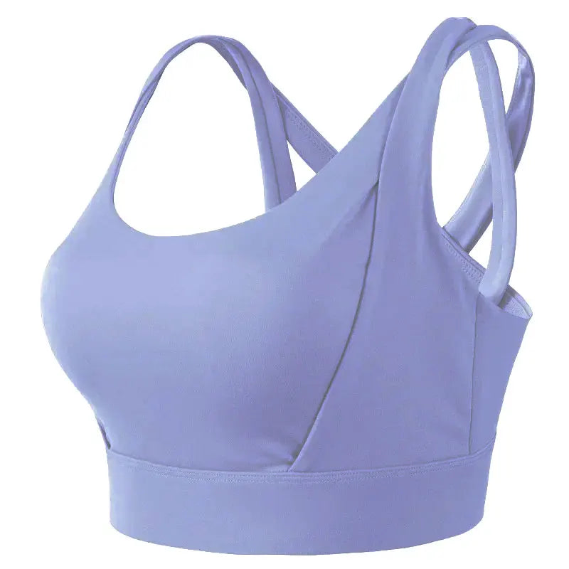 Faux Two Piece Push Up Sports Bra Blue Activewear Sports Bra