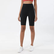 Silky High Waist Knee-length Yoga Shorts Black Activewear Pants Shorts