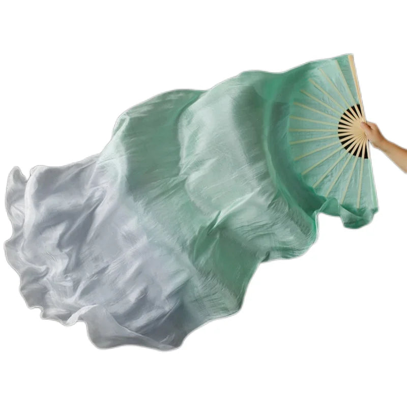 Silk Fan Veils - Soft Colors and Vertical Designs 1.8m Pair (1R, 1L) Dance Props Fan Veil Raqs