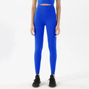 Soft High Waist Leggings with Back Pocket Klein Blue Activewear Pants Yoga