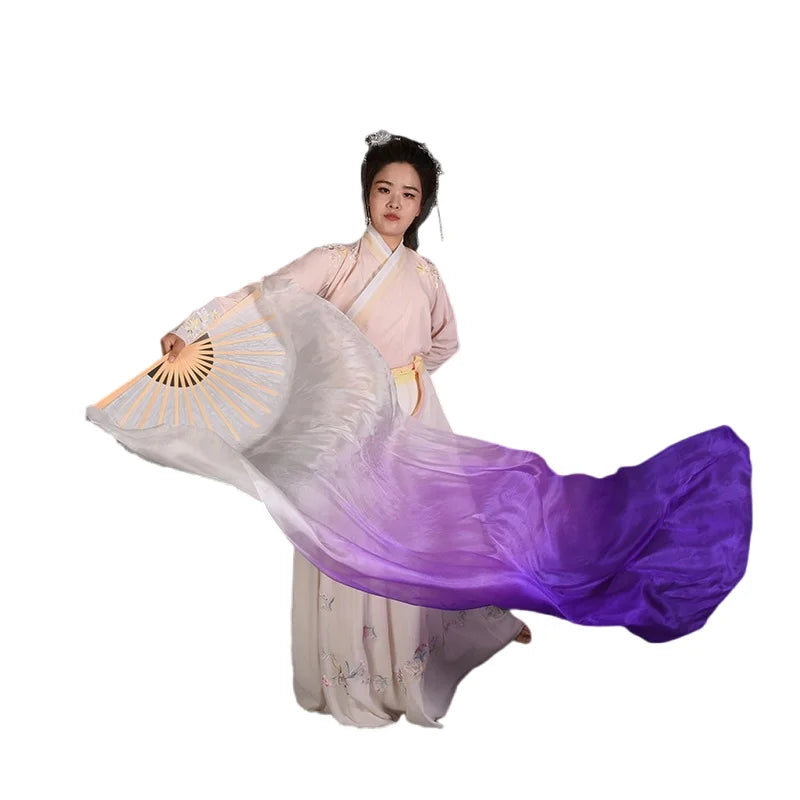 Silk Fan Veils - Soft Colors and Vertical Designs 1.8m Pair (1R, 1L) white lilac purple 180cm Veil - 1 Pair R L Dance Props Fan Veil Raqs