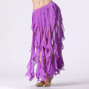 Belly Dance Skirt Chiffon 16-Piece Curling Skirt Purple one-size Raqs Skirt