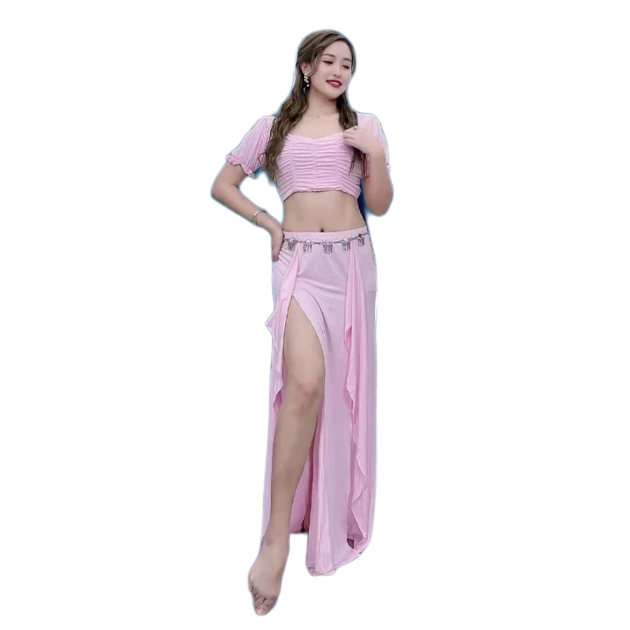 Simple Stretchy Costume Set Pink Plus-sizes Available Raqs Troupe Costume