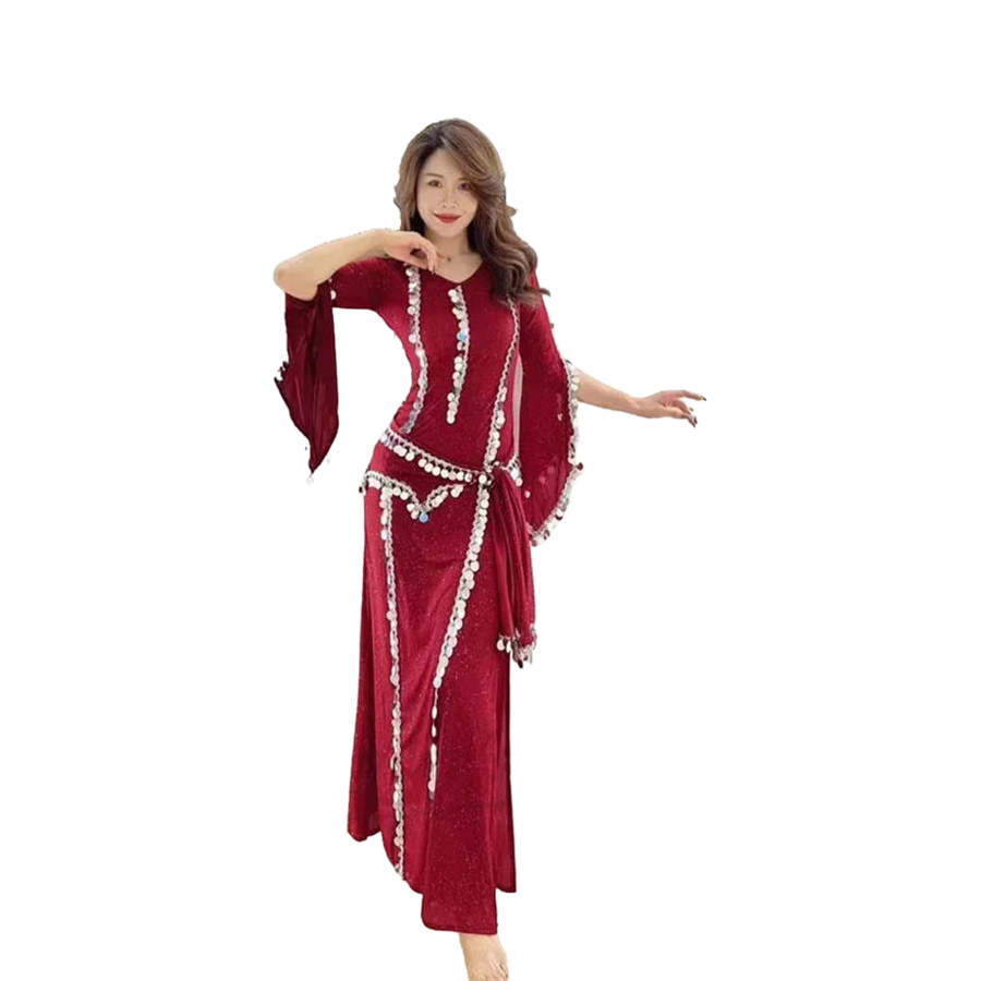 Sparkle Cane/Beledi/Saidi Dress with Pailettes Plus-sizes Available Raqs Troupe Costume