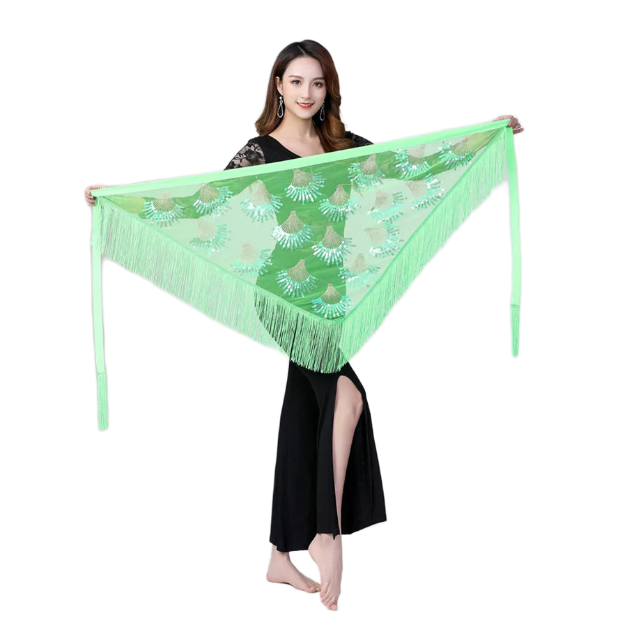 Sheer Triangle Tassel Hip Scarf Belly Dancing Hip Scarf Raqs