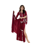 Sparkle Cane/Beledi/Saidi Dress with Pailettes Red Plus-sizes Available Raqs Troupe Costume