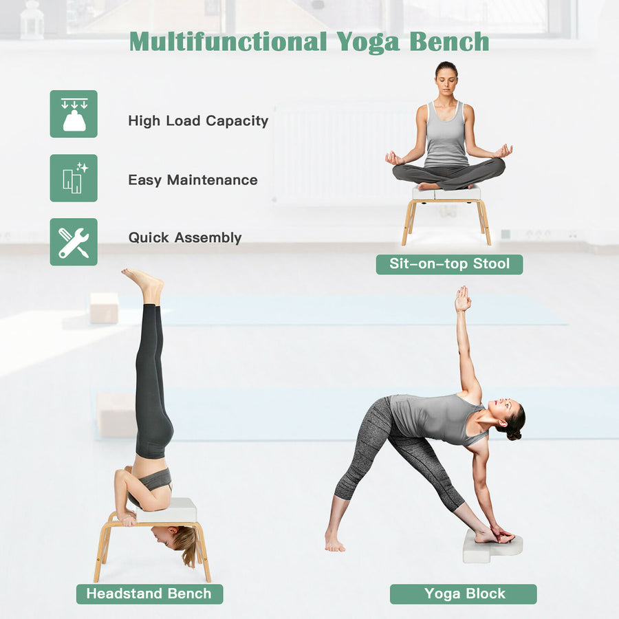 Yoga Headstand Bench with Thick Pad Exercise & Fitness Lifestyle Yoga