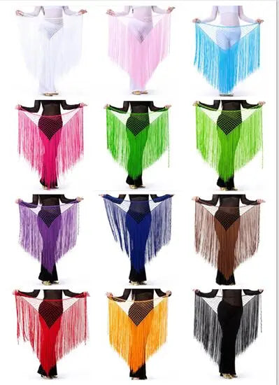 Long Tasseled Hip Scarf V-Shaped Solid Colors Belly Dance Belly Dancing Hip Scarf Raqs