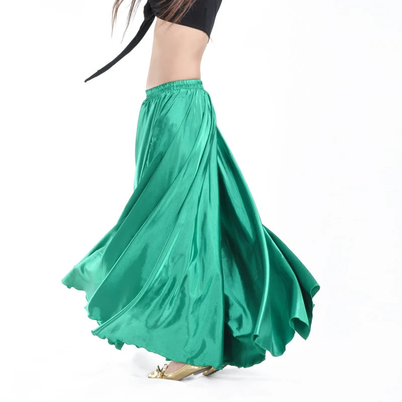 Long Satin Dance Skirt One Size, Many Colors Dark green one-size Belly Dancing Novelty & Special Use Raqs Stage & Dance Wear