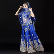 Bollywood Dance Costume 4-piece Set Blue Bollywood Raqs Troupe Costume