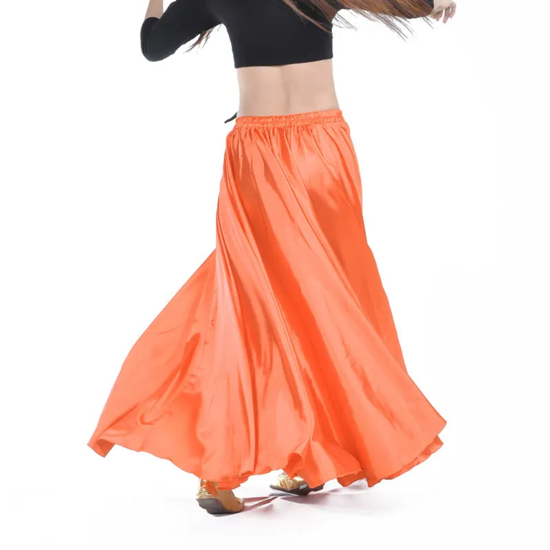 Long Satin Dance Skirt One Size, Many Colors Orange one-size Belly Dancing Novelty & Special Use Raqs Stage & Dance Wear