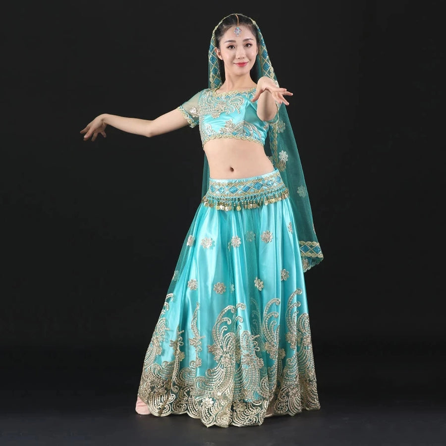 Bollywood Dance Costume 4-piece Set Bollywood Raqs Troupe Costume