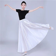 Long Satin Dance Skirt One Size, Many Colors White one-size Belly Dancing Novelty & Special Use Raqs Stage & Dance Wear